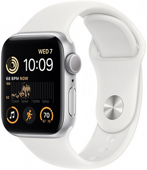 Смарт-часы Apple Watch SE 2024, 44 мм, серебристый/белый